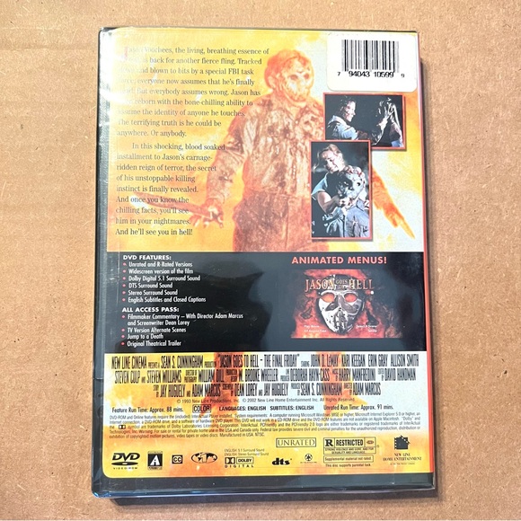 NEW SEALED DVD Jason Goes To Hell Unrated and R-Rated Version Horror Movie Film - Picture 2 of 2